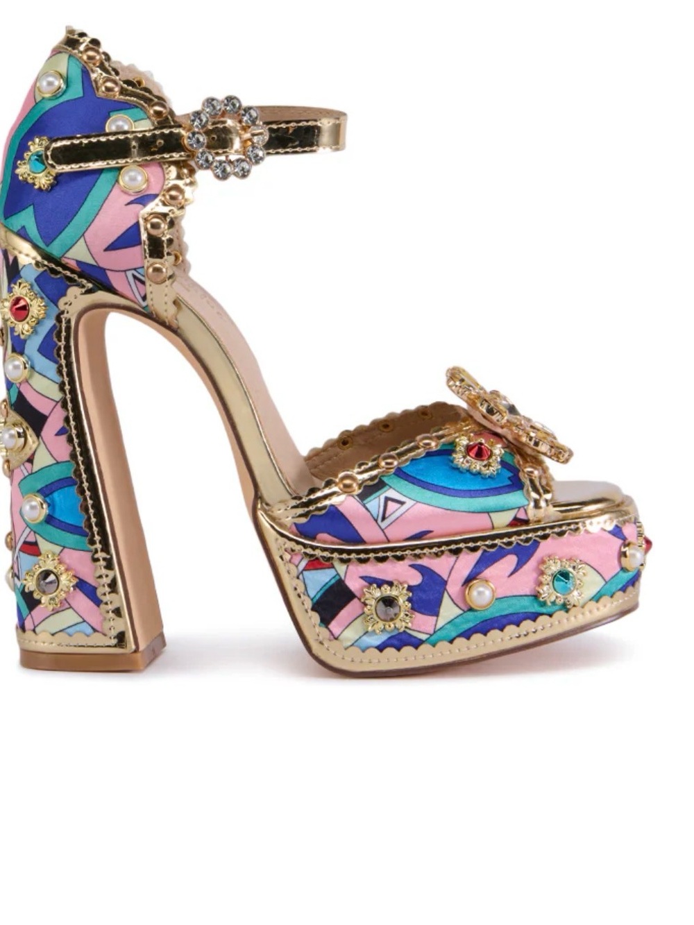 Chase + Chloe Embellished Platform Heels Barbiecore Statement Shoe NWT birthday - Picture 2 of 5